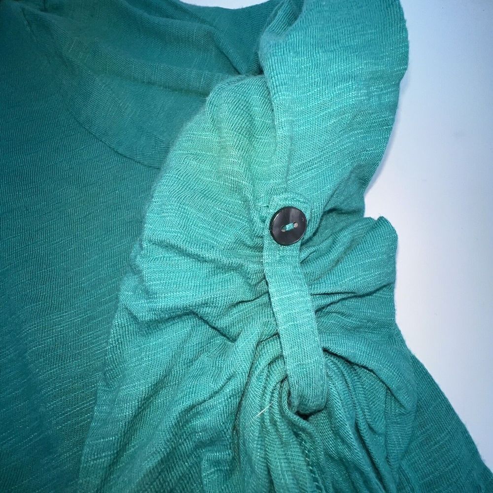 Chicos Green Button Up Roll Tab Sleeve Size 2/Large - Picture 3 of 5